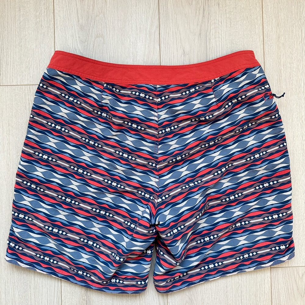 Patagonia Red and Blue Wave-Stripe Board Shorts - Picture 4 of 4